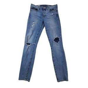 CC - Gap Authentic True Skinny Jean Women SZ 28 Mid Rise Distressed Destroyed